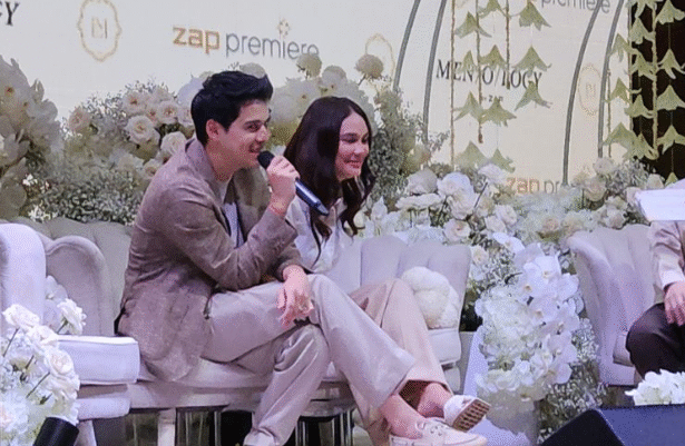 Pasangan aktor Maxime Bouttier dan aktris Luna Maya menyampaikan keterangan dalam konferensi pers di area Senayan, Jakarta Pusat, Sabtu (17/5/2025). (ANTARA/Abdu Faisal)