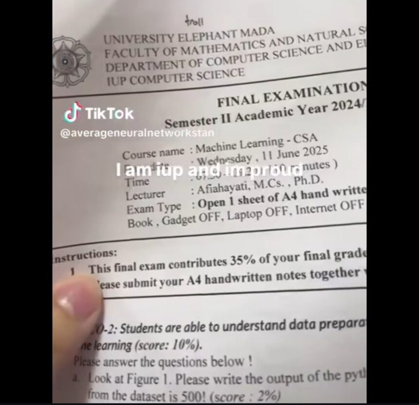 Mahasiswa UGM Viralkan Kesalahan Terjemahan ‘University Elephant Mada’ di Kertas Ujian, Dapat Teguran Kampus