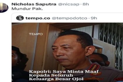 Nicholas Saputra Minta Jenderal Listyo Sigit Mundur dari Jabatan