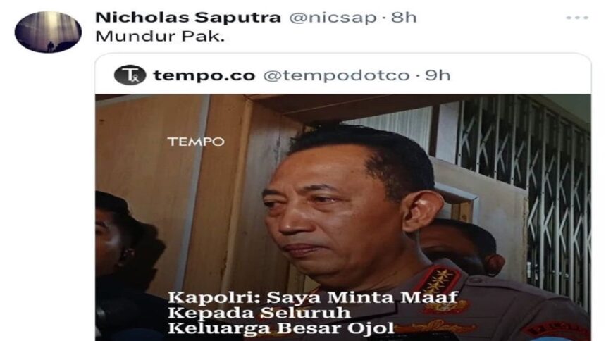 Nicholas Saputra Minta Jenderal Listyo Sigit Mundur dari Jabatan